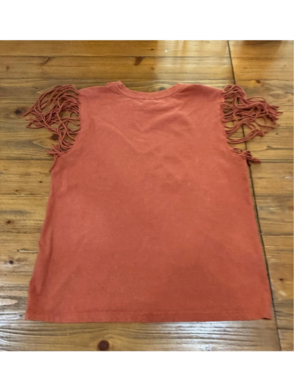 Electric Pink Fringe Tank Top Size S Rust Gold Graphic - Picture 2 of 6